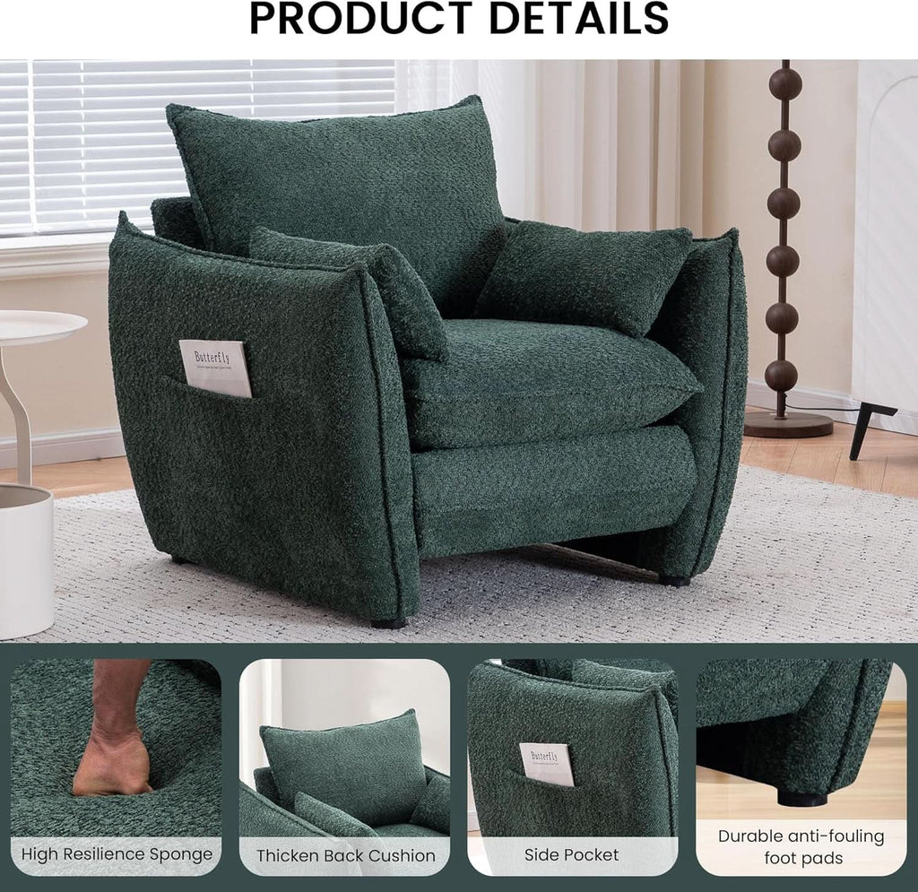 Green Oversized Luxurious Accent Chair Living Room