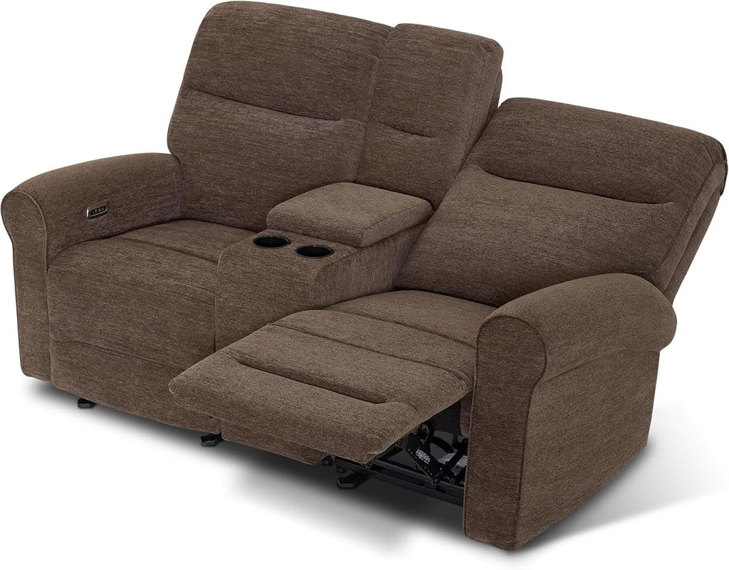 78 Inch Wall Hugger Power Loveseat USB Ports Dark Brown