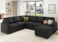 Dark Grey Sectional Sleeper Sofa With Pull Out Bed
