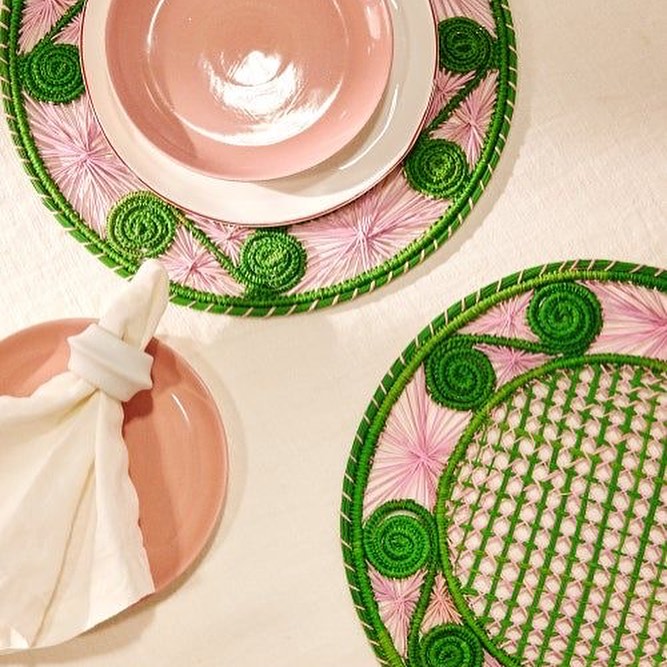 Garden Party Handwoven Iraca Placemat - Lilly Pulitzer inspired style