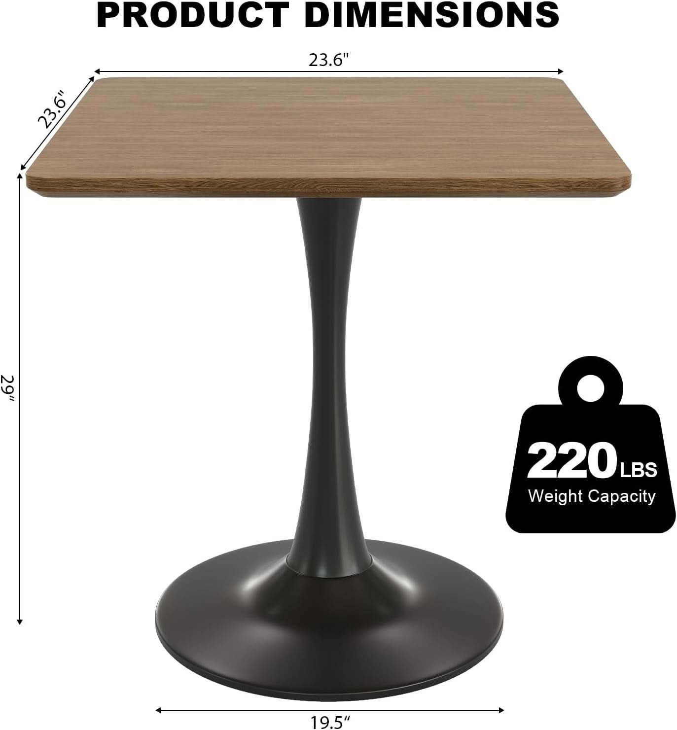 Walnut Finish Tulip Contemporary Dining Table For Two