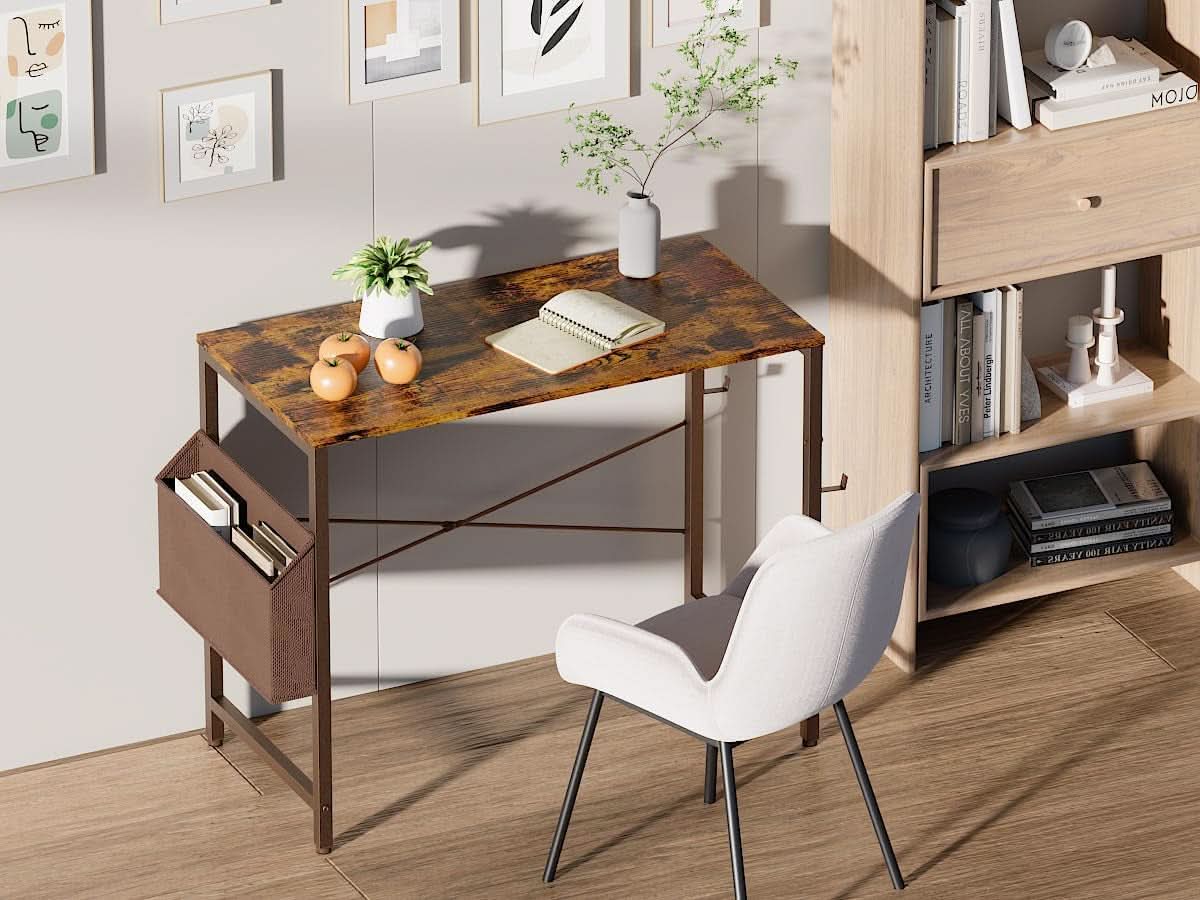 32 Inch Computer Desk For Small Spaces With Storage And Headphone Hook