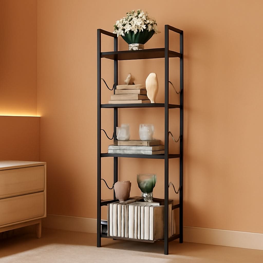 5 Tier Narrow Bookshelf With Edge Protection Bookcase