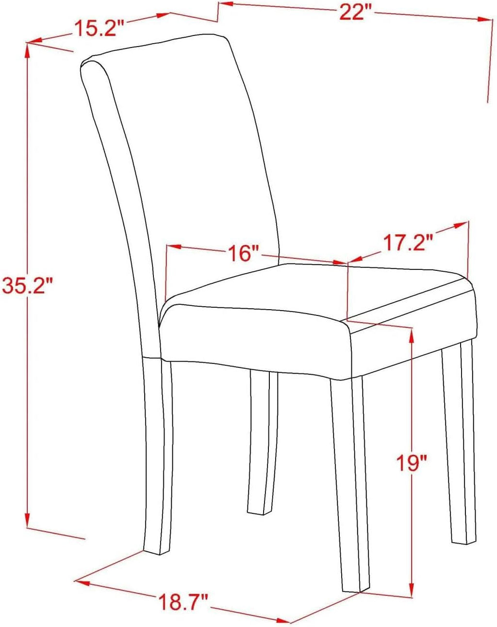 Parson Dining Chairs Black Faux Leather Upholstered Set Of 2