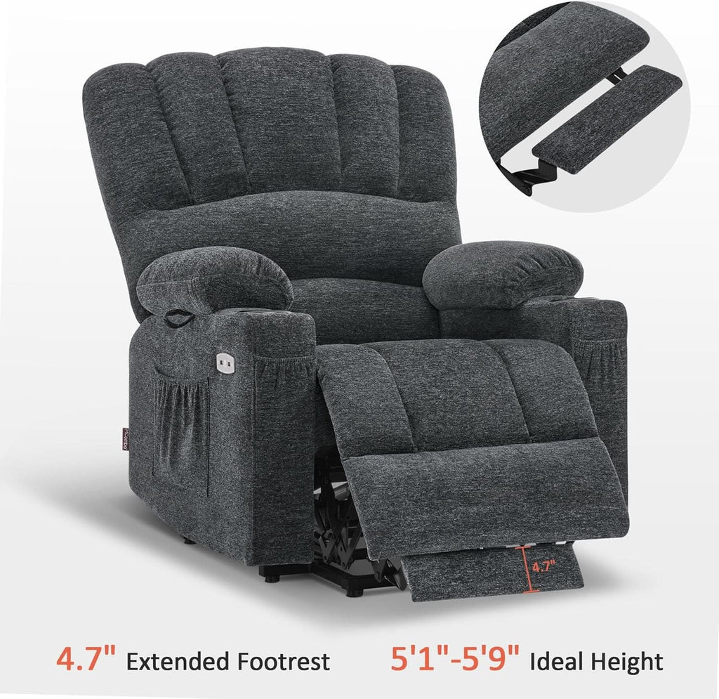 Dark Grey Power Lift Recliner With Massage And USB Charging