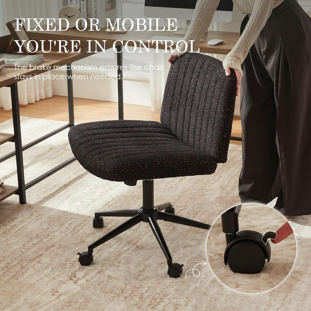 Wide Seat Swivel Office Chair With Locking Wheels Black