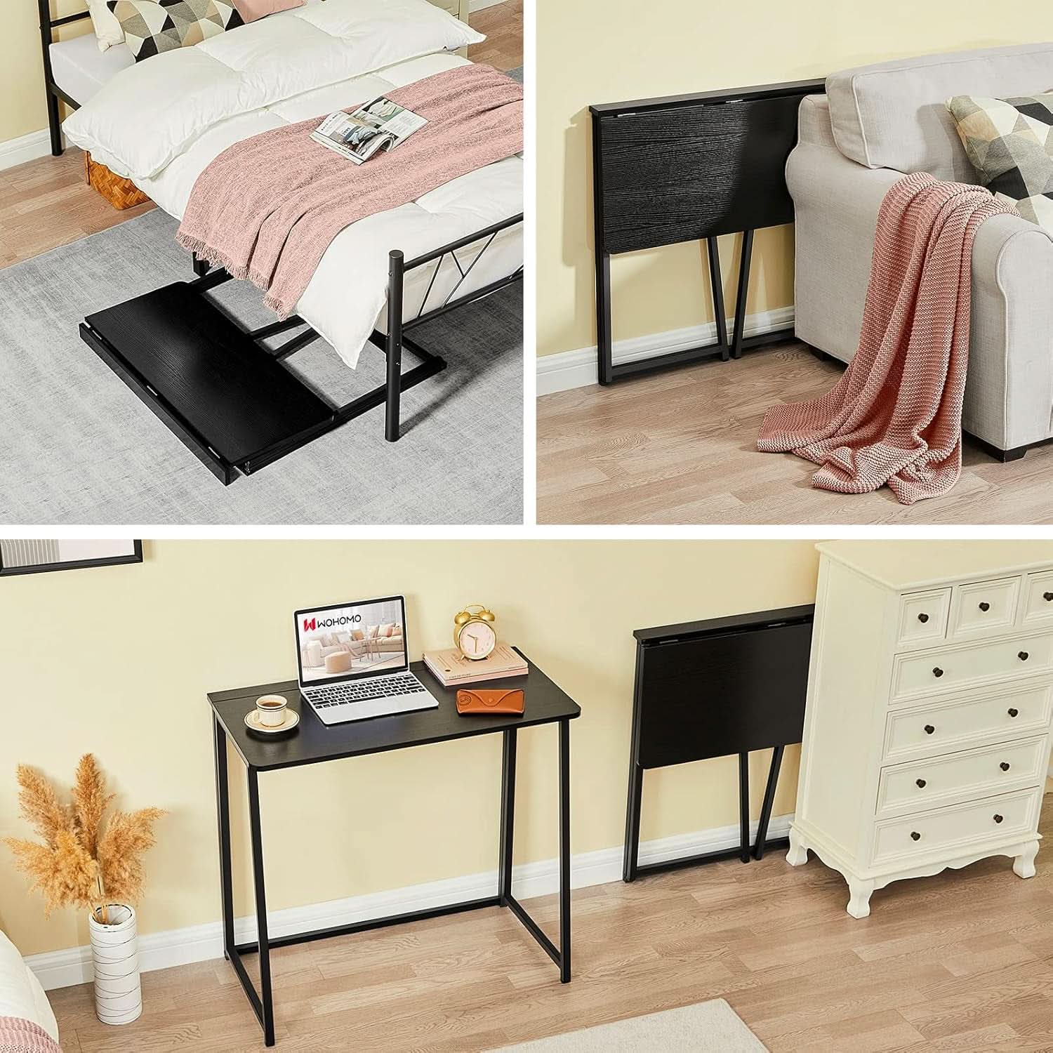 31.5 Inch Folding Computer Desk Black Space Saving