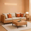 5 Piece Outdoor Patio Set Salmon Orange Wicker Sectional