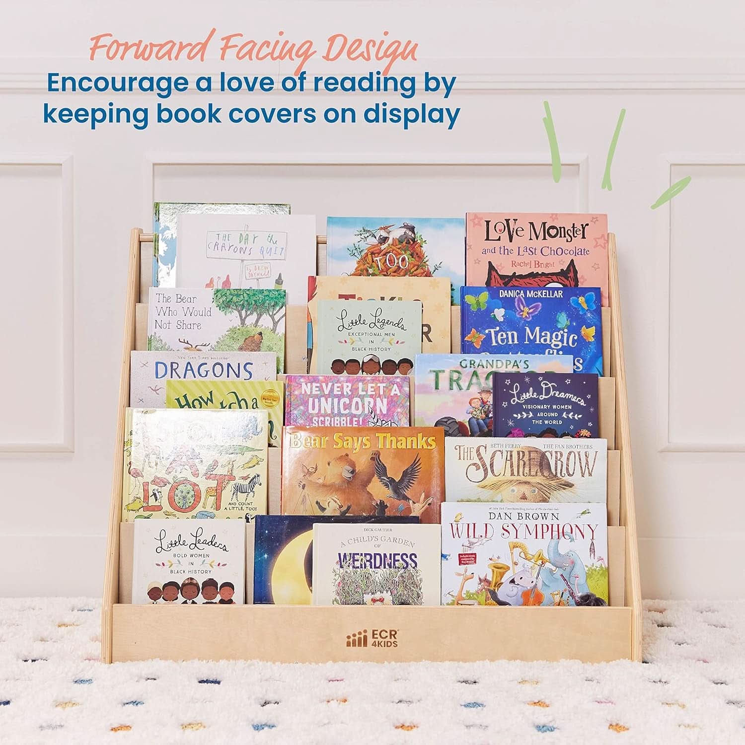 Natural Wood Single Sided Book Display Classroom Bookshelf