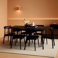 70 Inch Black Solid Oak Dining Table For 6 To 8 People