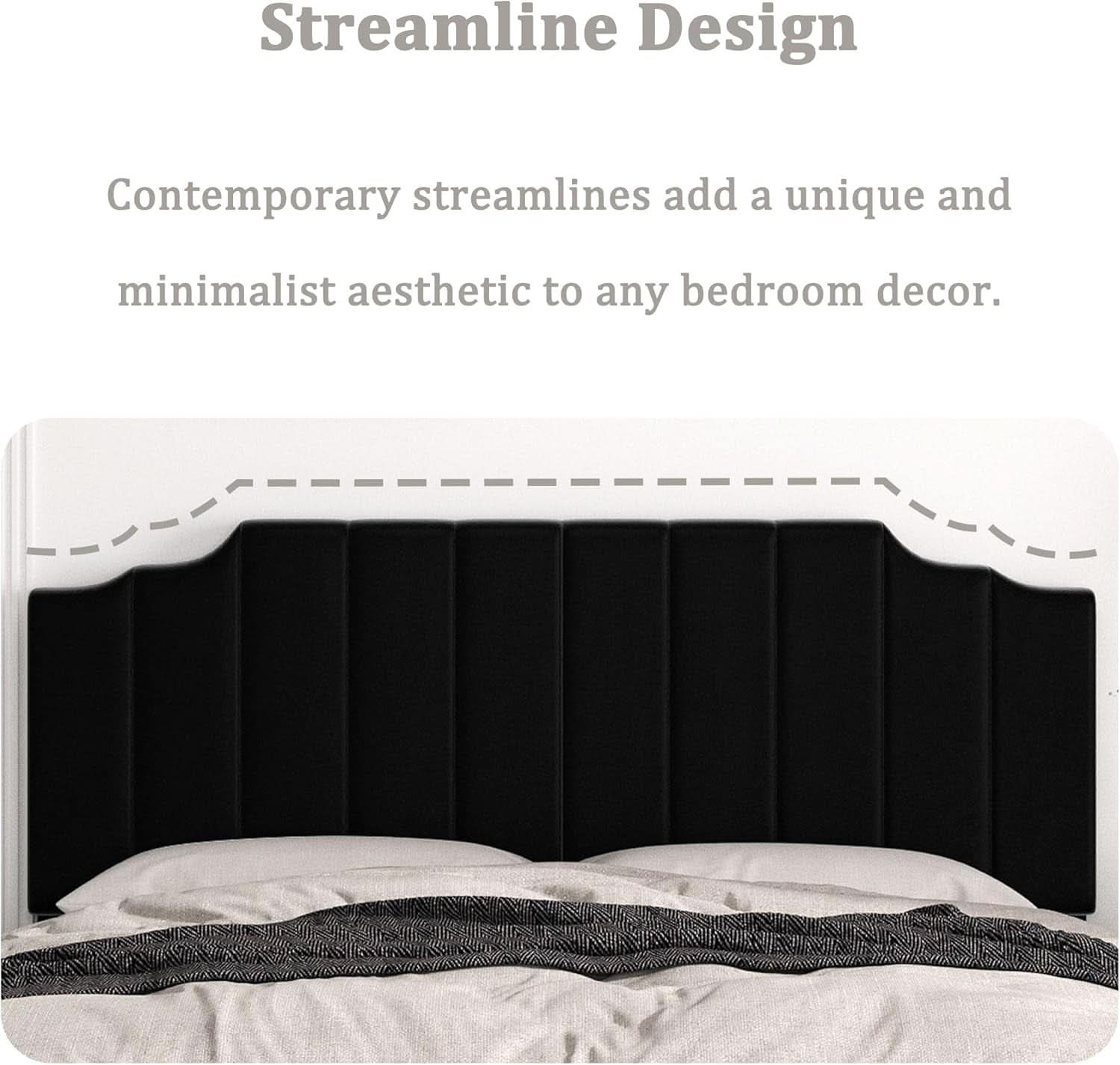Velvet King Size Wall Mounted Headboard for Adjustable Beds