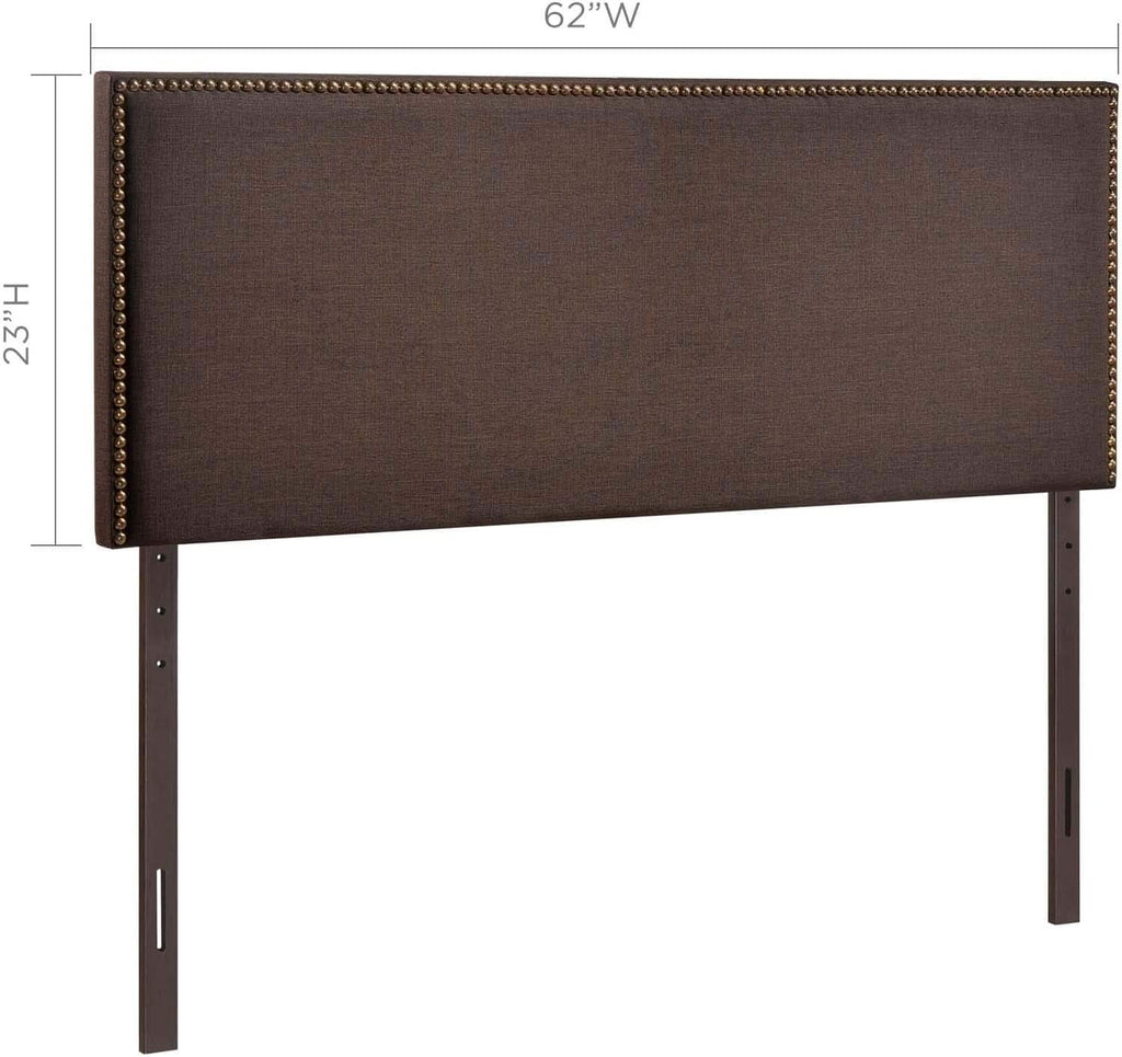 Elegant Upholstered Queen Headboard with Nailhead Trim