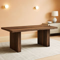 63 Inch Dark Brown Farmhouse Dining Table With Large Tabletop For 4 To 6 People