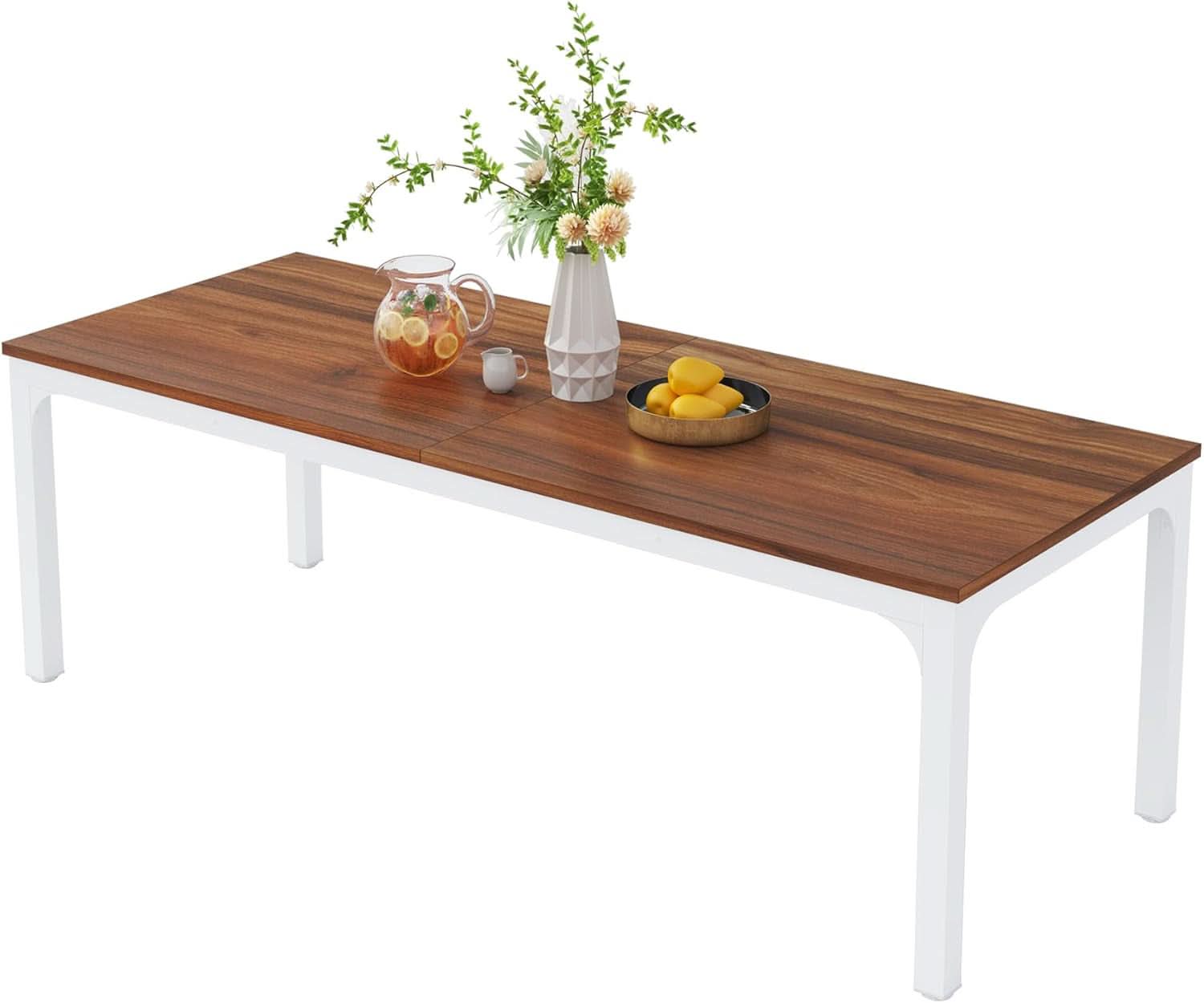 78 Inch Rustic Walnut Dining Table For 6 To 8 People