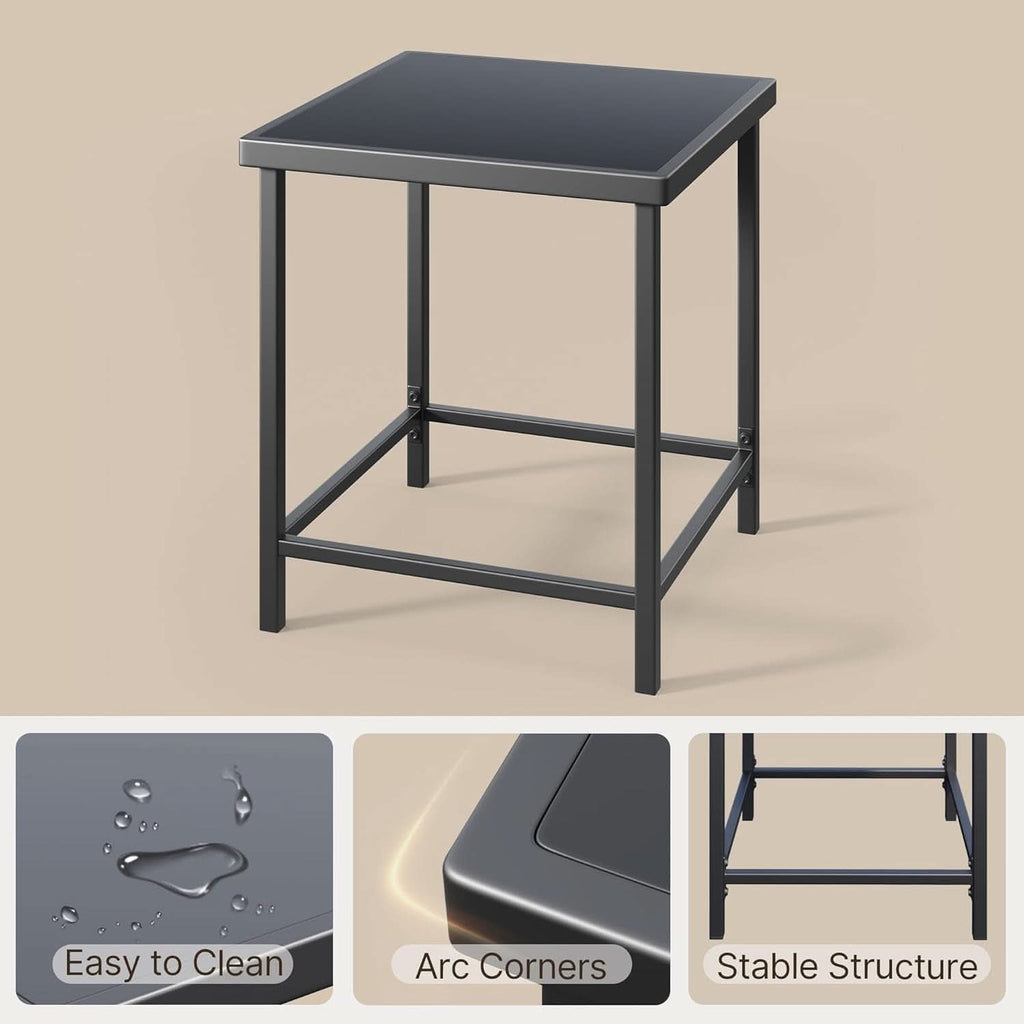 Outdoor Rocking Bistro Set With Cushions And Glass Table