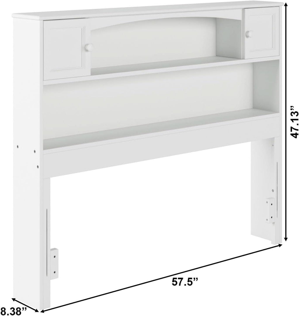 Newport Full Size Bookcase Headboard With Charger White