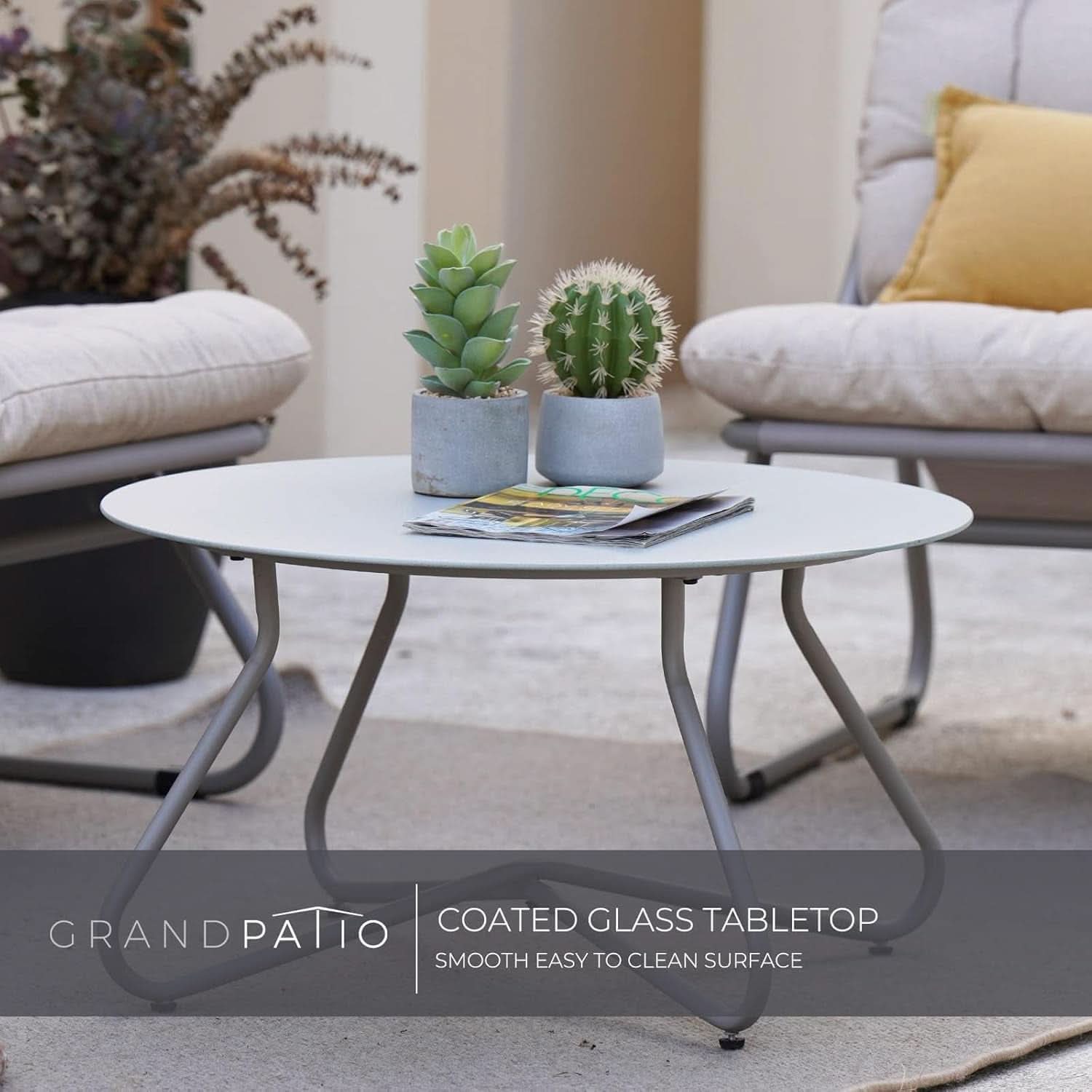 Outdoor Sofa Set For 4 With Thick Olefin Cushions Beige