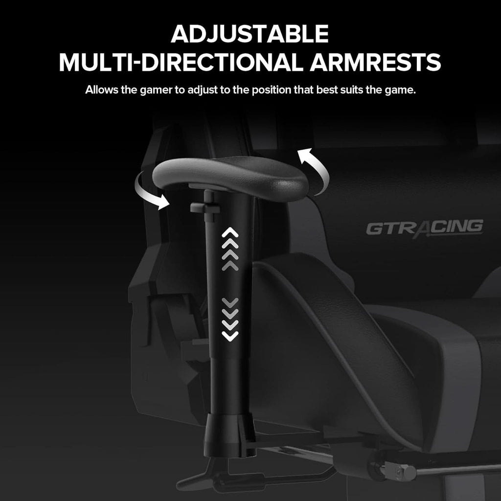 Gray Bluetooth Gaming Chair With Footrest For Home Office