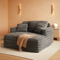 56 Inch Grey Ultra Deluxe Chaise Lounge Chair Cushioned