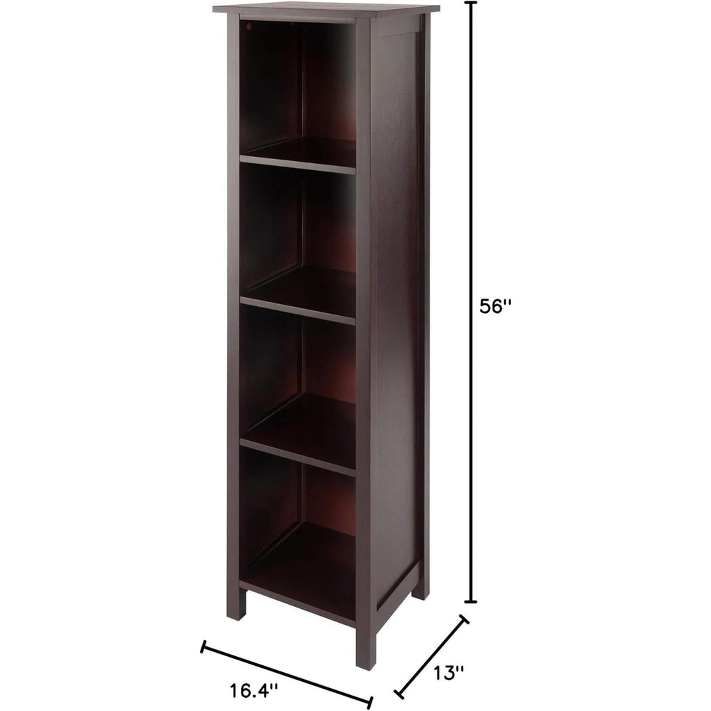 Milan Five Tier Storage Shelf Bookcase In Antique Walnut