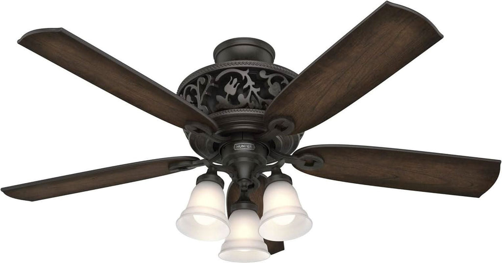 Promenade 54 Inch Indoor Ceiling Fan LED Lights Bronze Finish DC Motor Remote