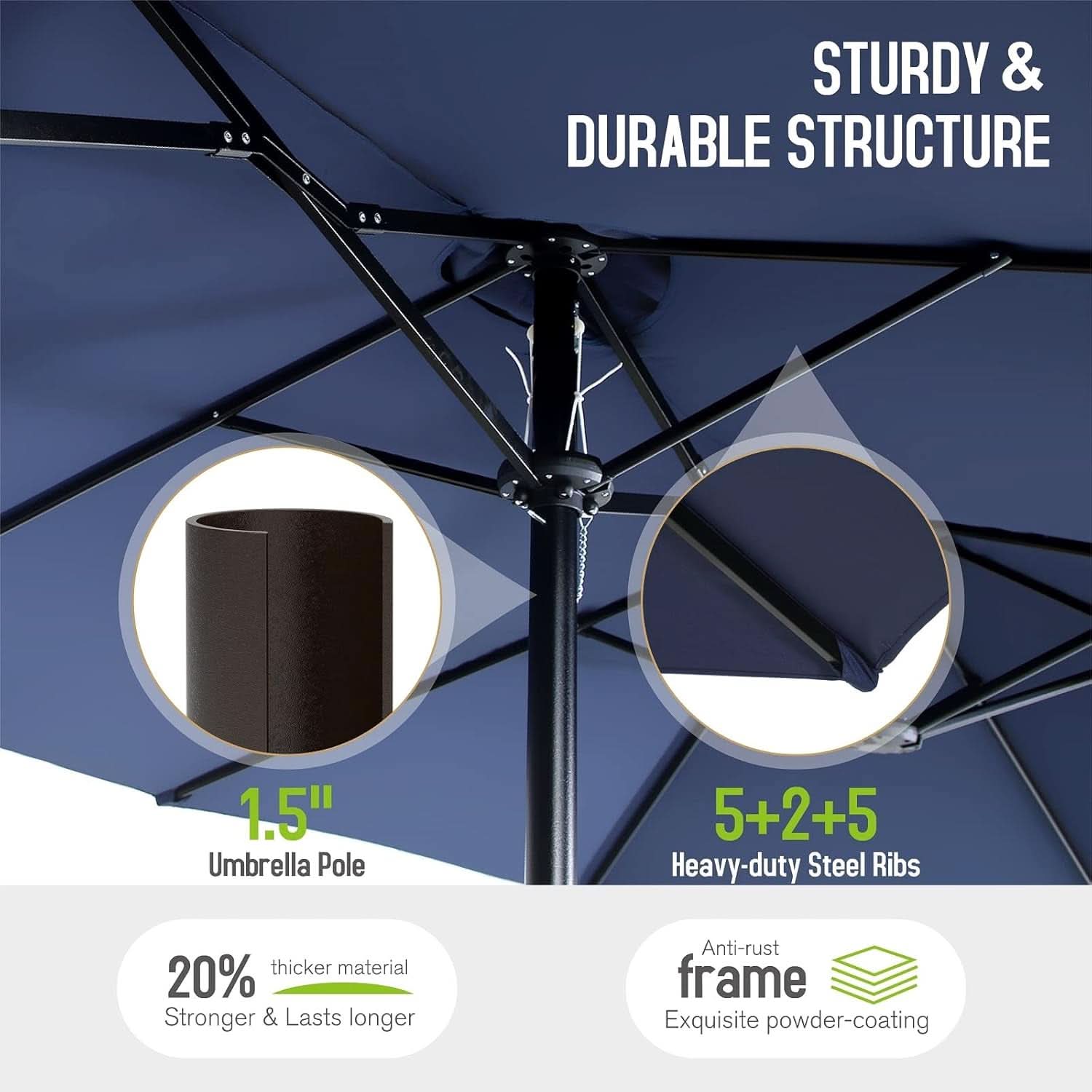 Navy Outdoor Patio Table And Chairs Set With Umbrella For 6