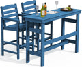 Adirondack Outdoor Bar Table And Chairs Set Blue
