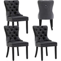 Tufted Velvet Dining Chairs Set of 4 With Acrylic Legs