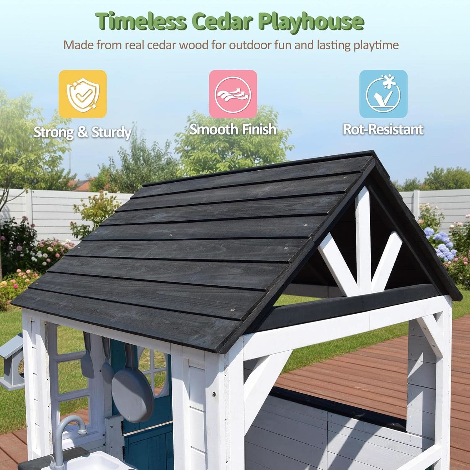 Weatherproof Cedar Outdoor Playhouse With Dutch Door