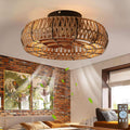 20 Inch Boho Caged Ceiling Fan With Lights And Remote Six Speeds Four Edison Bulbs