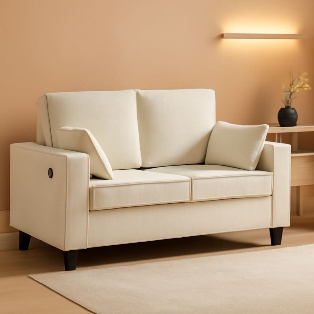 Beige 65-Inch Sleeper Sofa Bed, 2-in-1 Convertible