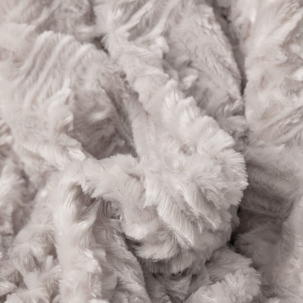 DaDalogy Bedding Lavender Grey Faux Fur Throw Blanket - Dreamy Geometric Embossed Sherpa Backside - Super Soft Warm Cozy Plush Fluffy