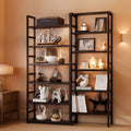 Double Wide Black Bookshelf Freestanding 6 Feet Tall