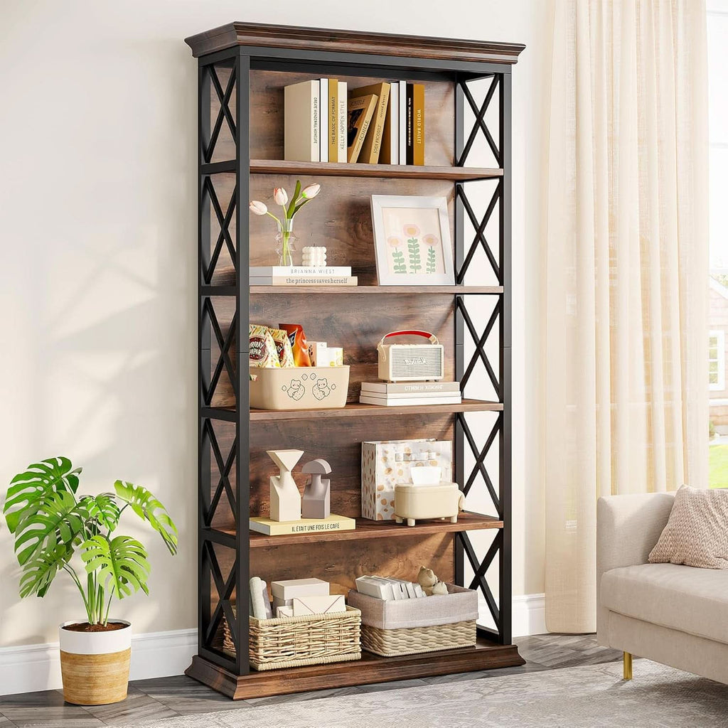 Six Tier Bookcase 71 Inch Industrial Storage Shelf