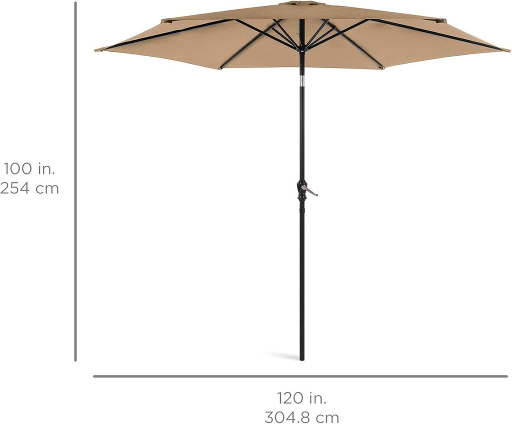 10 Foot Outdoor Steel Polyester Patio Umbrella Tan With Crank Tilt And Table Compatible