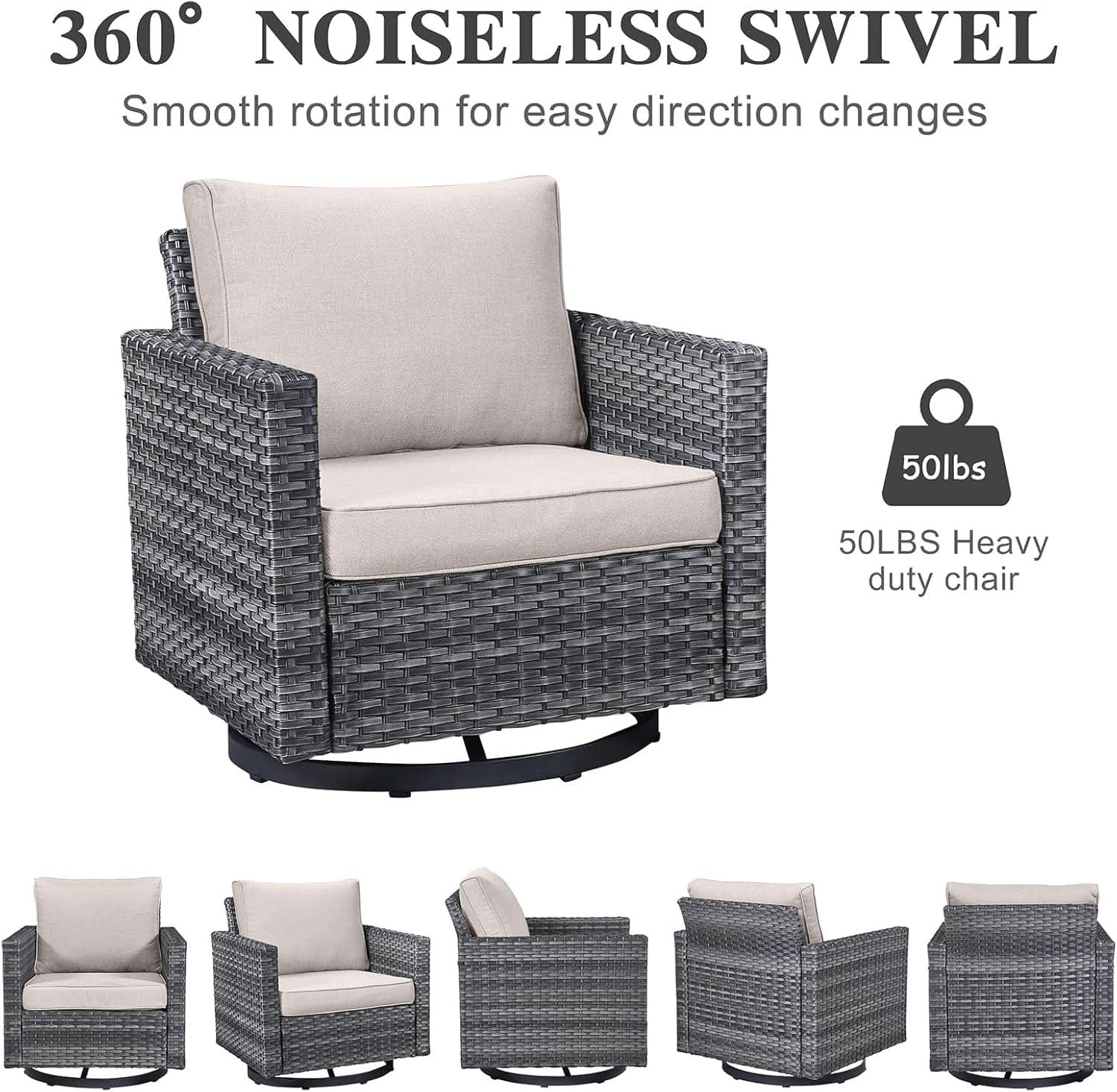 Oversize Outdoor Wicker Patio Sofa Set With Swivel Chairs
