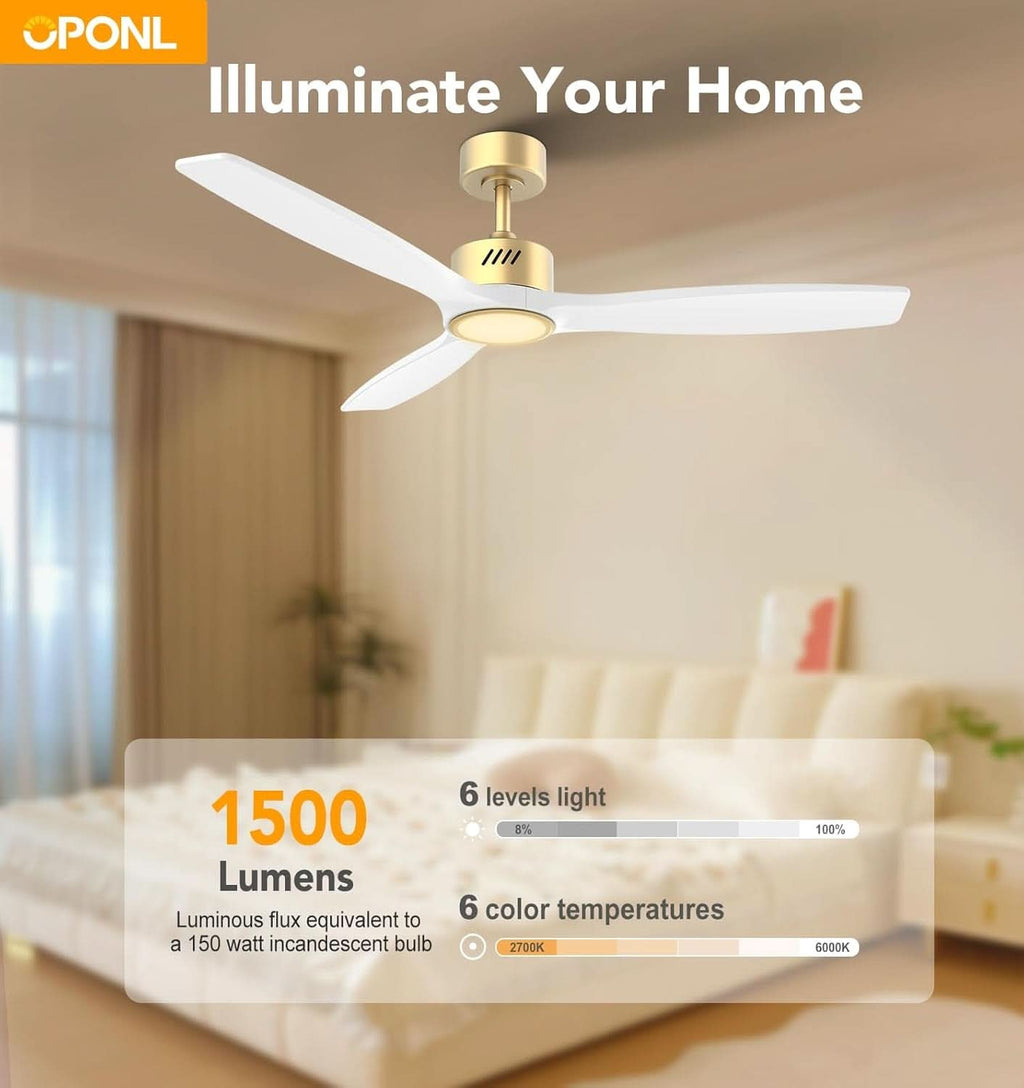 52 Inch Wooden Ceiling Fan With Integrated Light And Remote Control