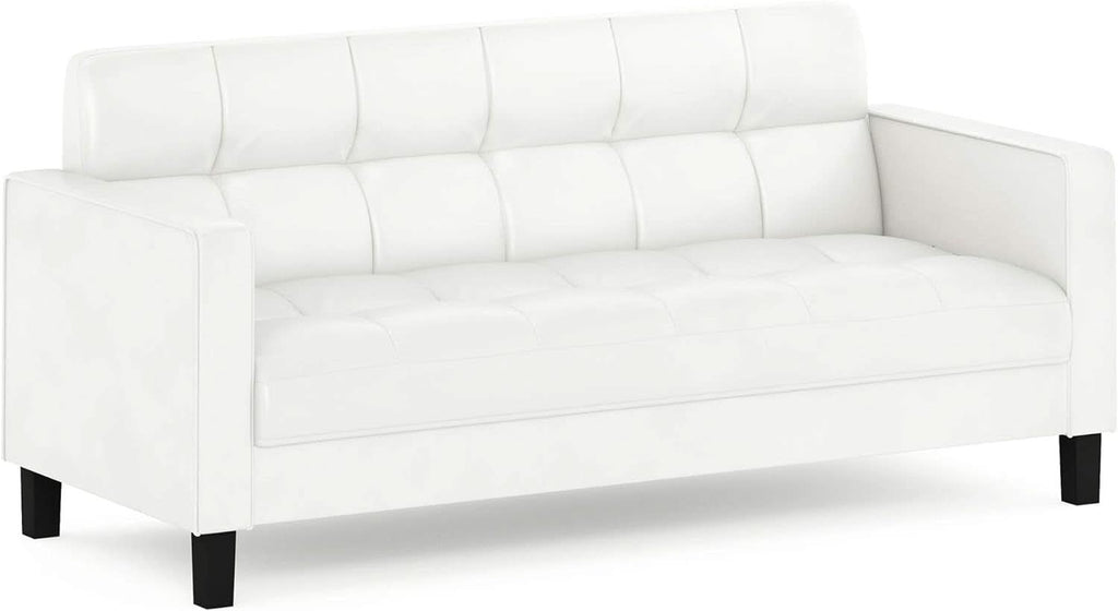 Two Seater Tufted Black Faux Leather Loveseat for Living Room