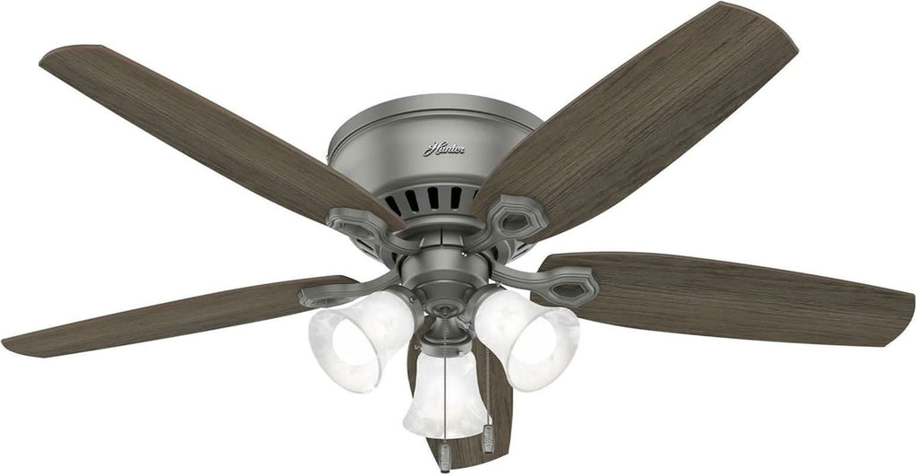 52 Inch Matte Silver LED Ceiling Fan With Integrated Light