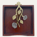 Solid Wood Napkin Holder with Silver and Gold Finish Ornament