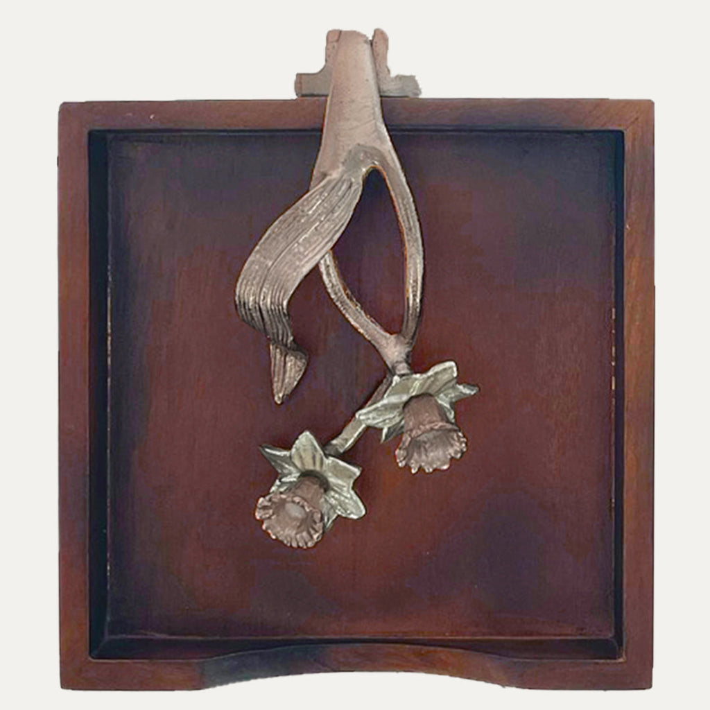 Solid Wood Napkin Holder with Rose Gold Finish Ornament