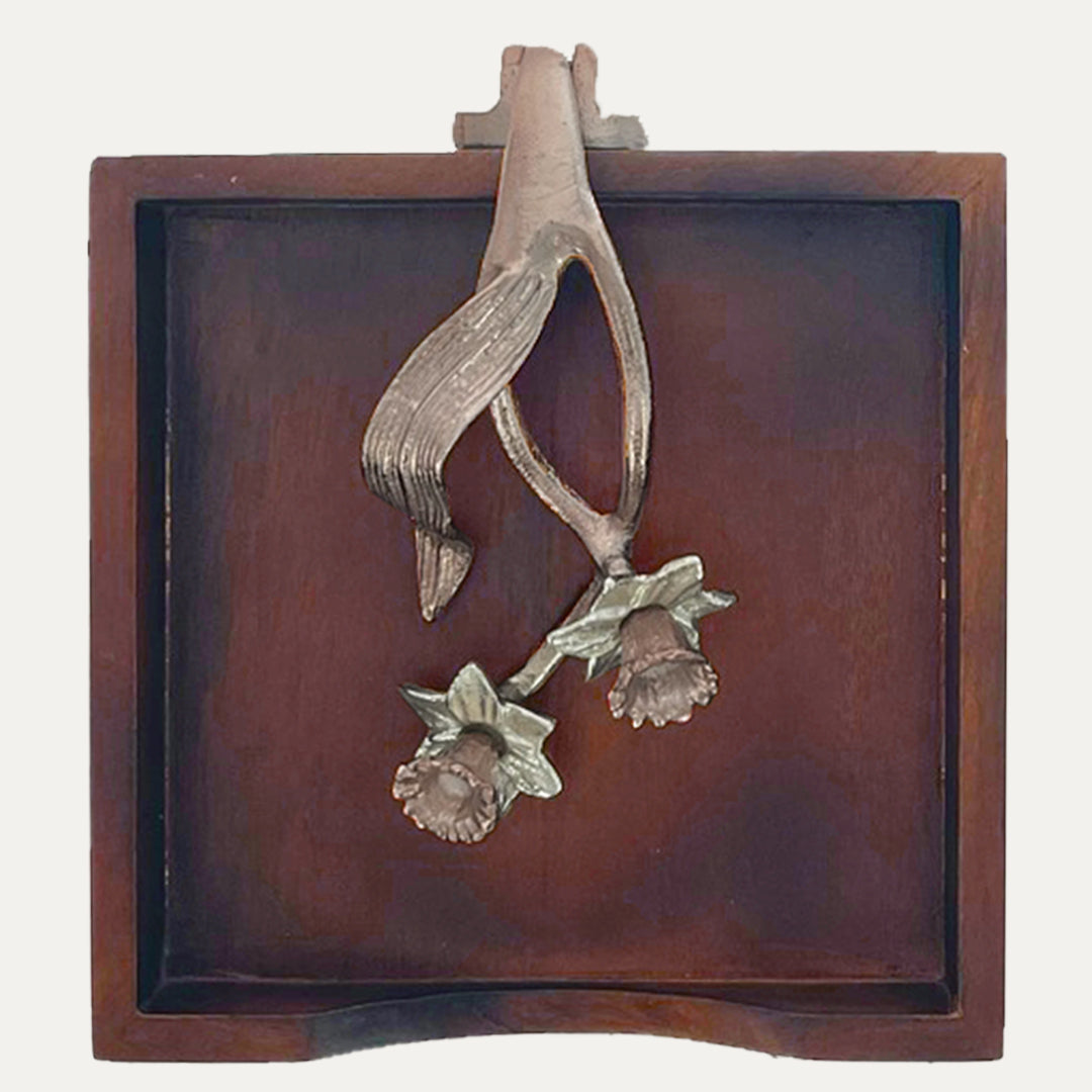 Solid Wood Napkin Holder with Rose Gold Finish Ornament