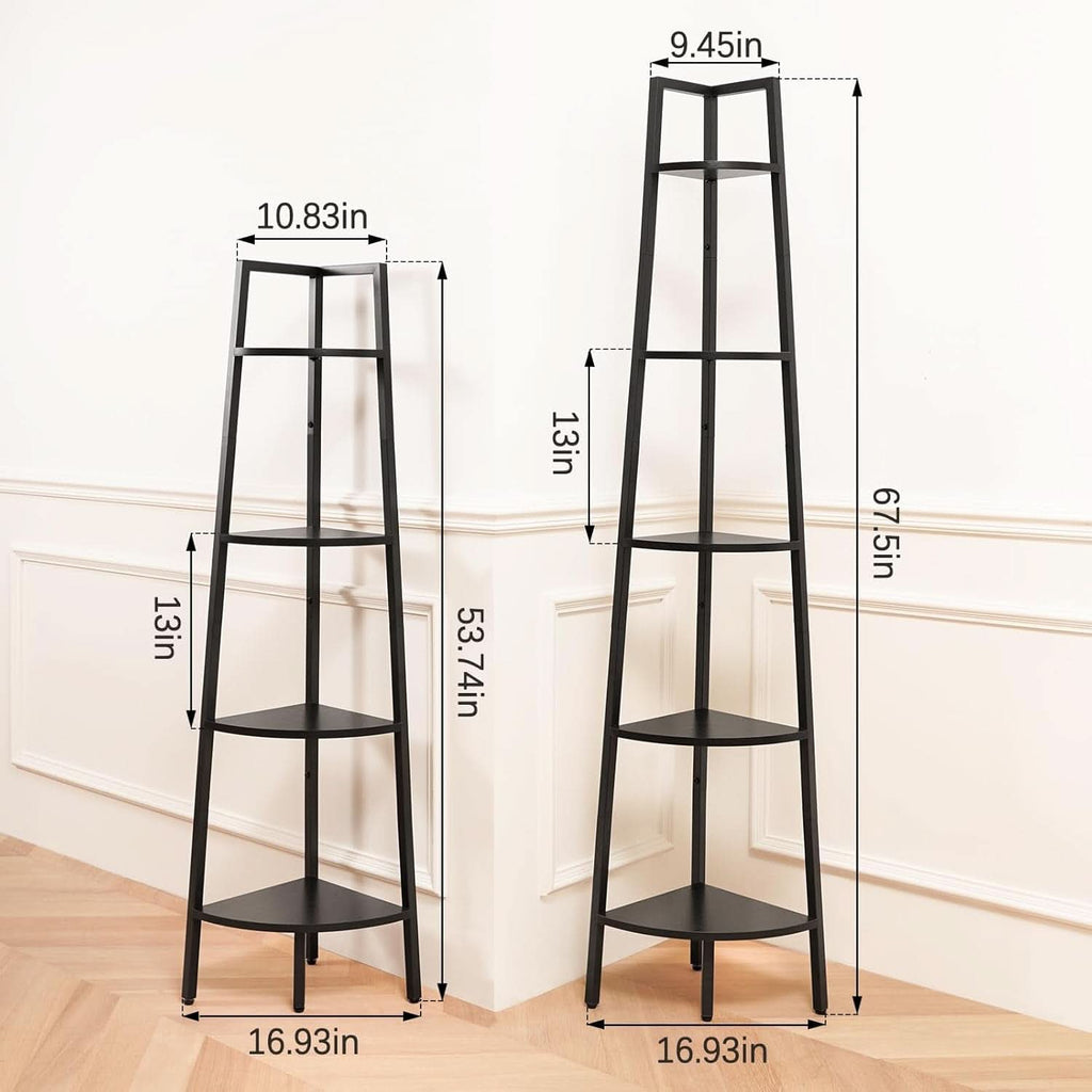 4 Tier Corner Shelf With Metal Frame Tall Bookcase