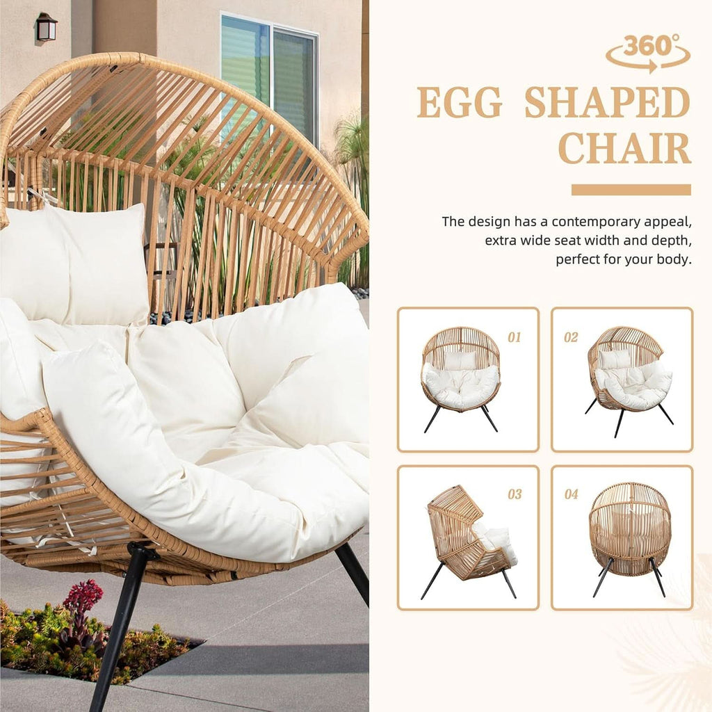 Cozy Outdoor Wicker Egg Chair with Soft Cushion