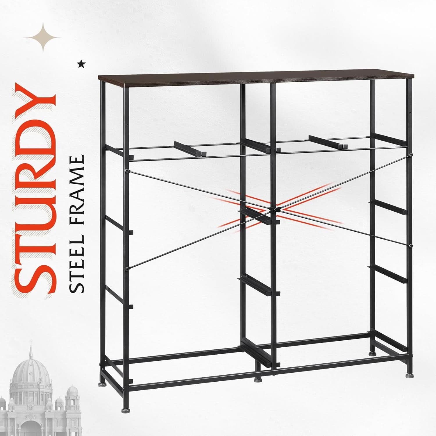 Dark Grey Fabric Dresser With 10 Drawers For Bedroom