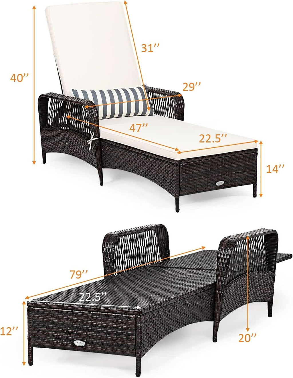 Adjustable Rattan Chaise Lounge Chair for Outdoor Relaxation
