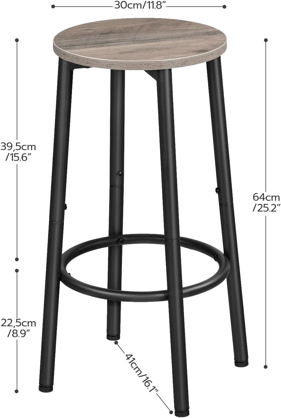 Greige Bar Stools Set Of 2 11.8 Inch Square Seats With Footrest
