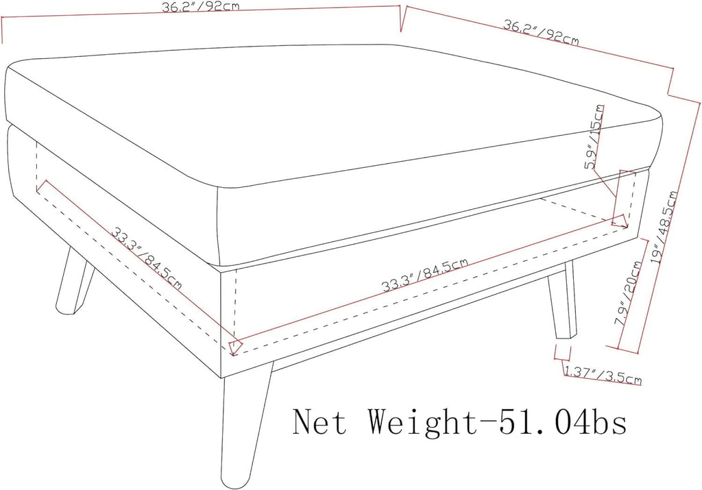 Owen 36Inches Wide Mid Century Storage Coffee Table