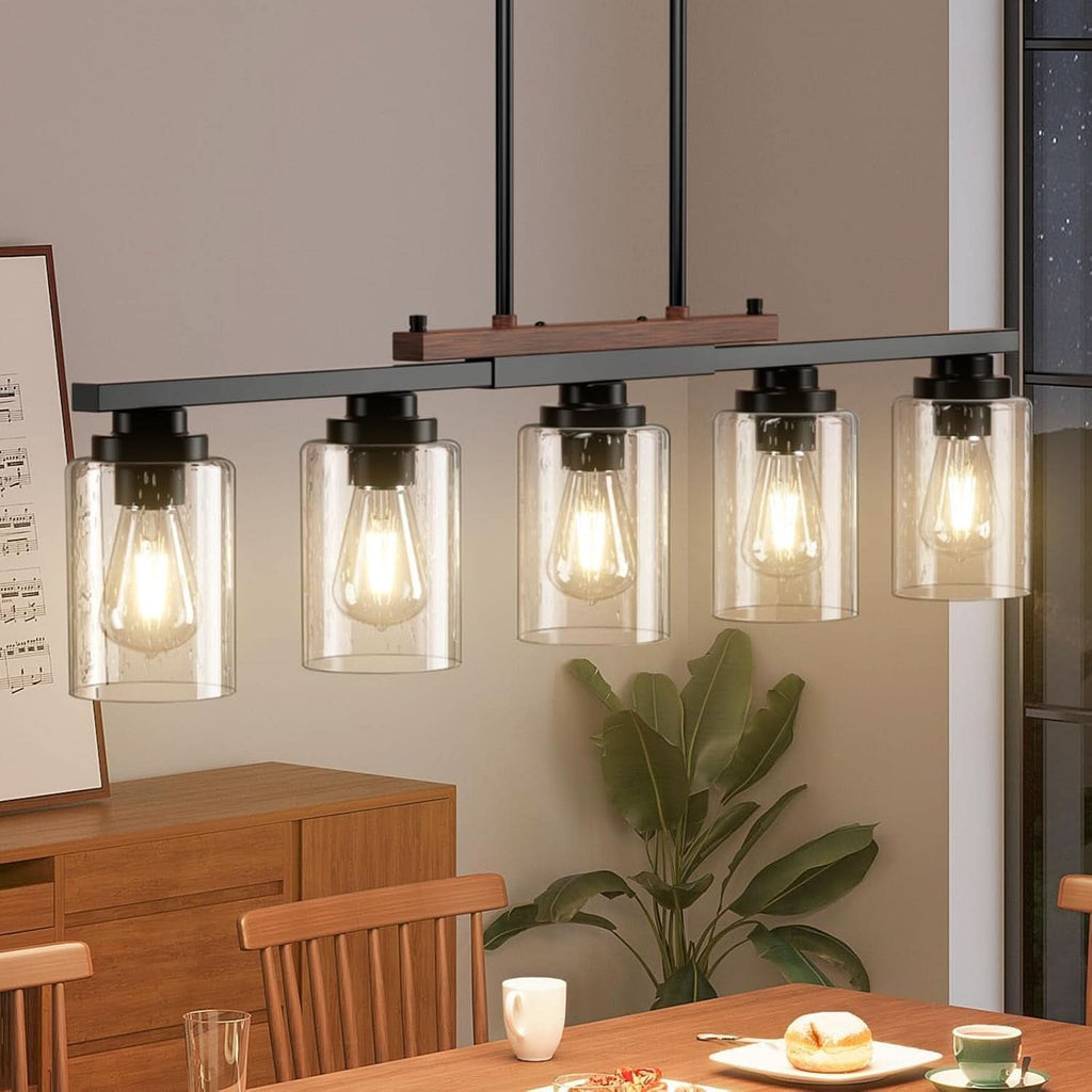 Five Lights Farmhouse Dining Room Chandelier Black Metal