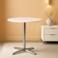White Round Pub Table With Sturdy Crossbase 39 Inches